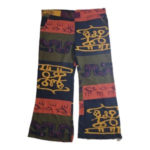 Bohemian Mid Rise Pattern Wide Legs Pants